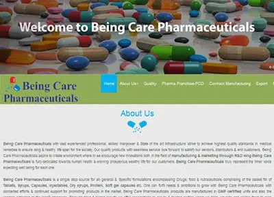 Being Care Pharmaceuticals Website Design experienced professional, skilled manpower