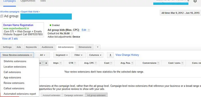 google ads extensions