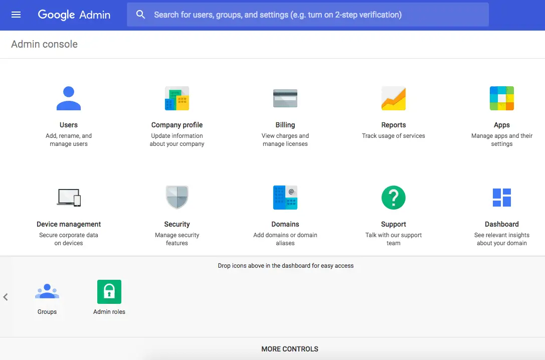 google workspace admin console